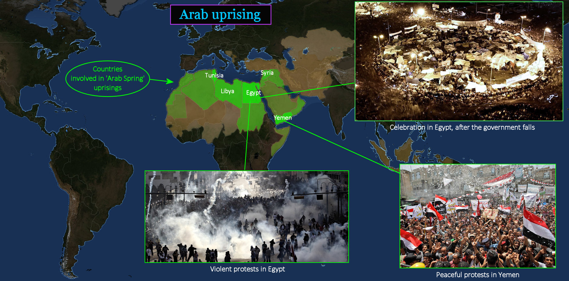 Arab Spring, Egypt, 2010s map